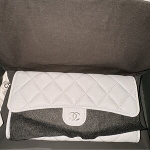 CHANEL Grey Quilted Clutch
